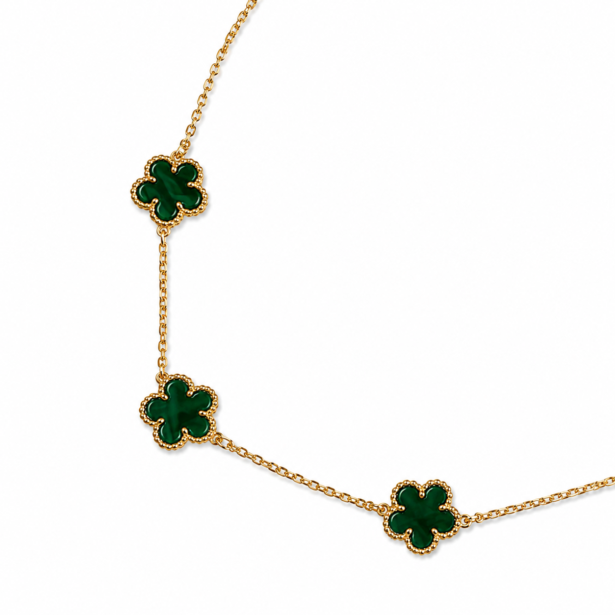 Gold and Green Clover Necklace