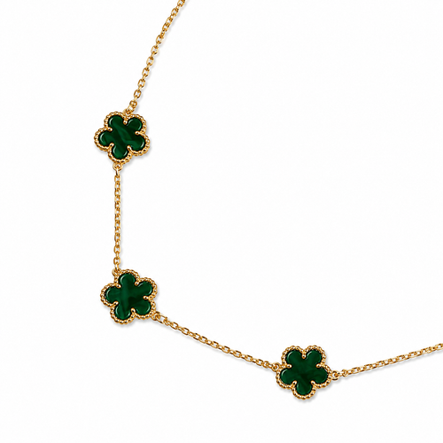 Collar de trébol dorado y verde