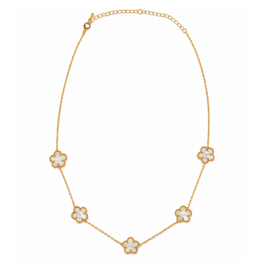 Gold and Mother of Pearl Clover Necklace