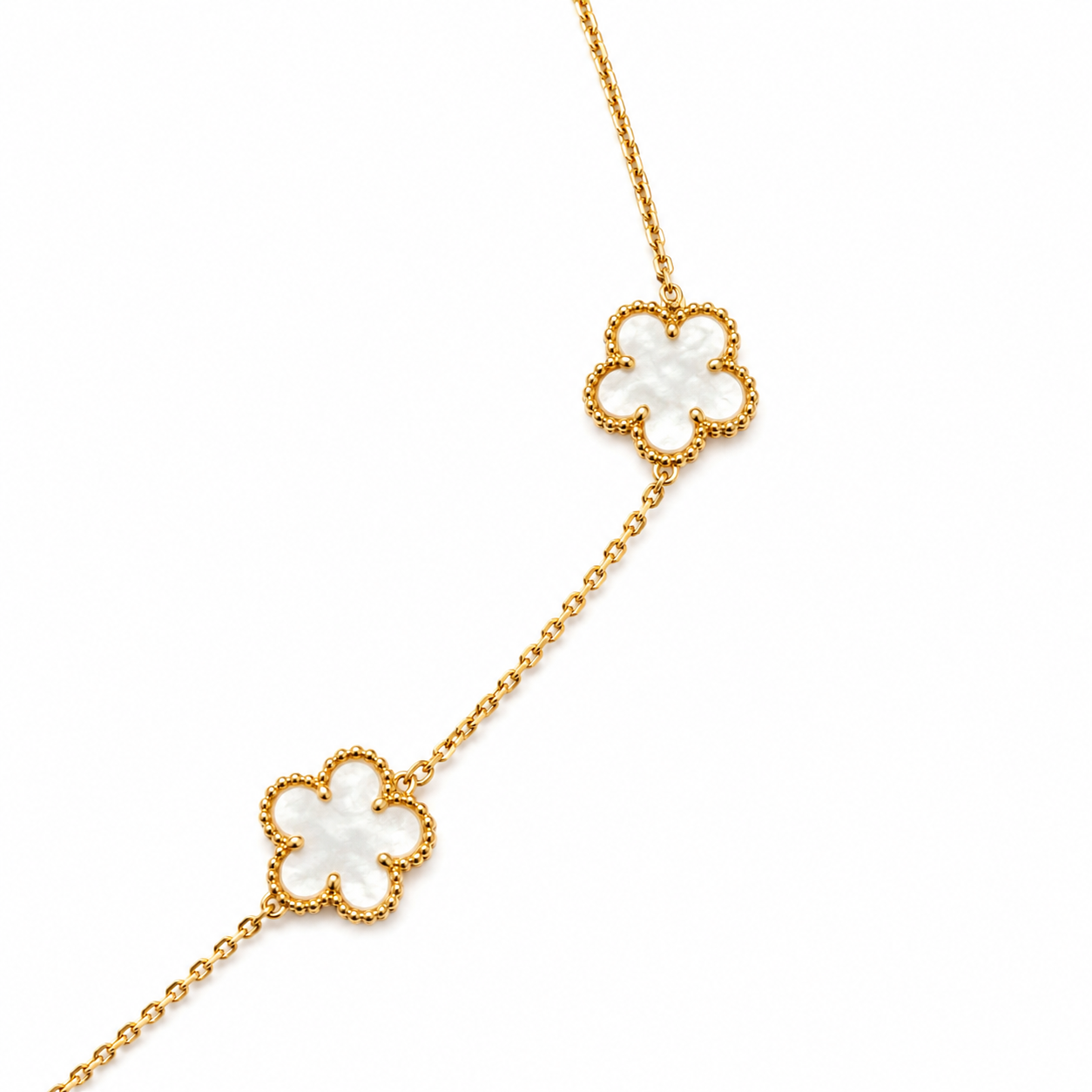 Gold and Mother of Pearl Clover Necklace