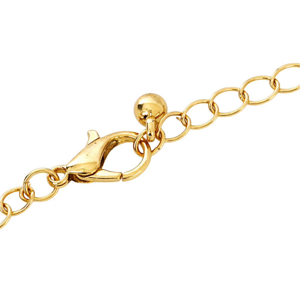 Gold and Mother of Pearl Clover Station Necklace With Drop
