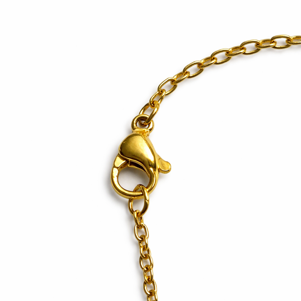 Gold Tone Red Heart Pendant Necklace