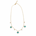 Collar de disco colgante con tono dorado, circonita cúbica y turquesa