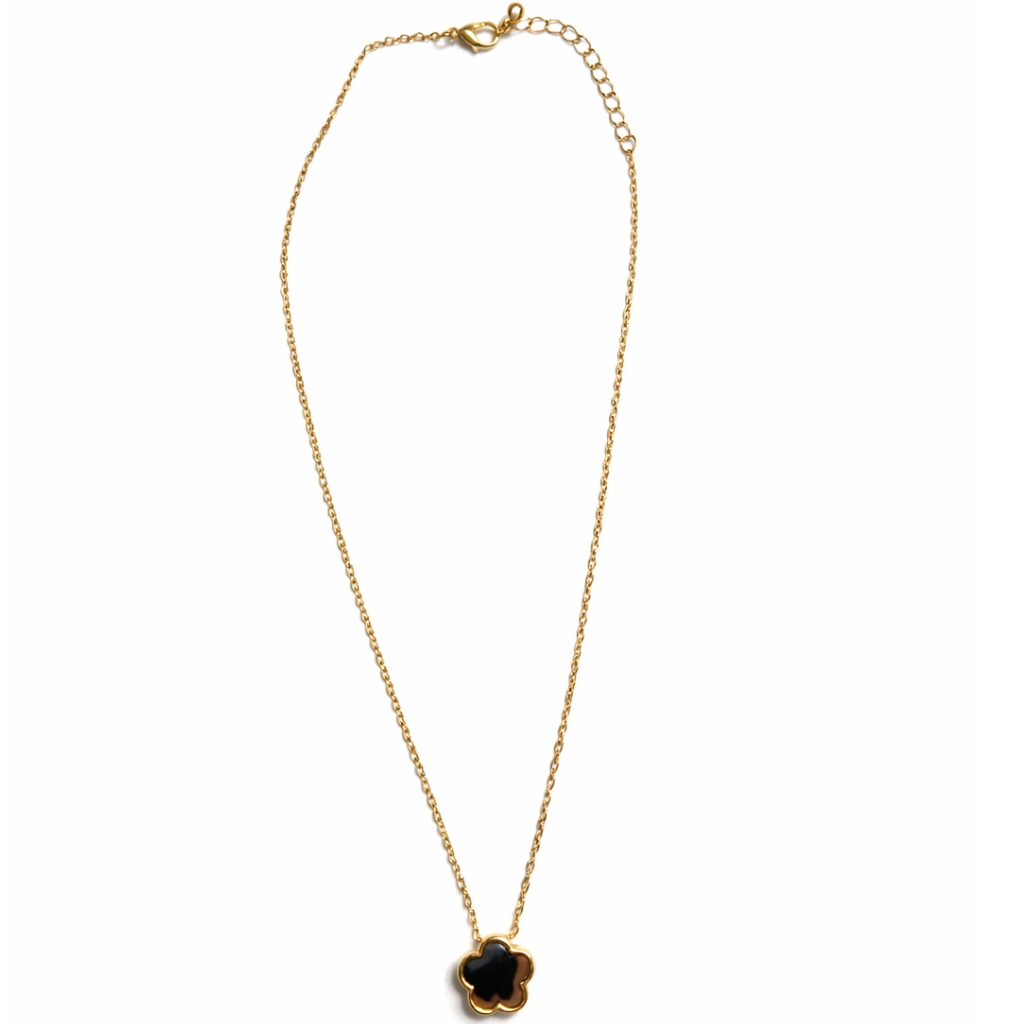 Gold Tone Flower Leopard Necklace