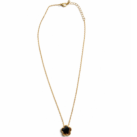 Gold Tone Flower Leopard Necklace