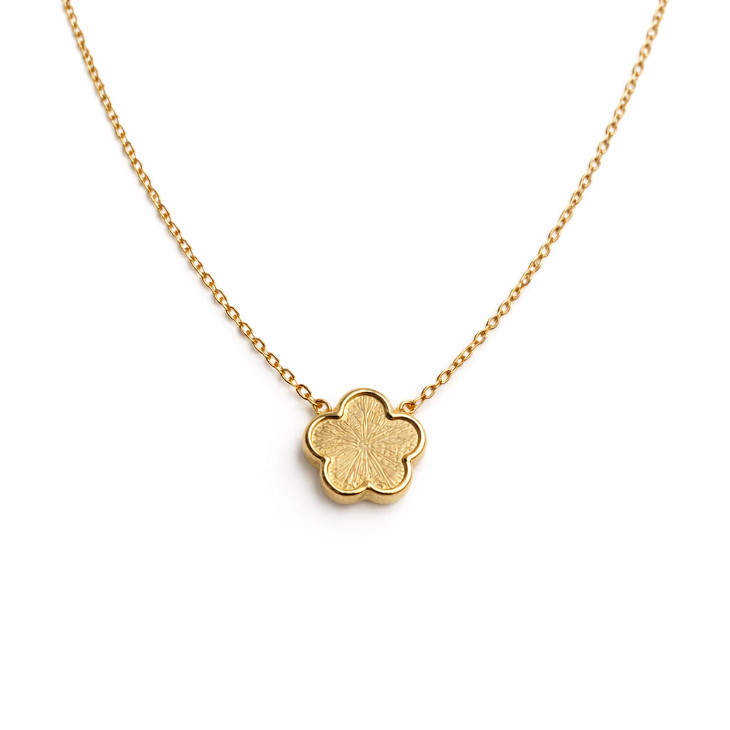 Gold Tone Flower Leopard Necklace