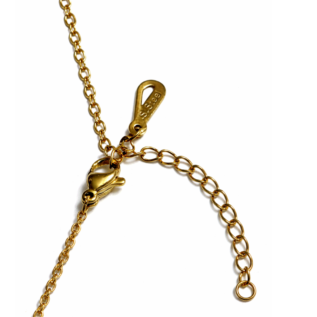 Gold Tone Onyx Clover Necklace