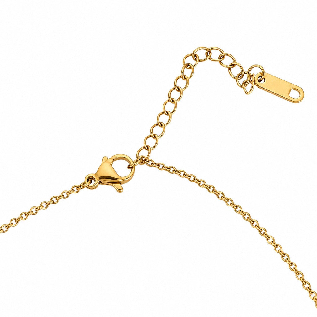 Collar de hoja de trébol de ágata azul oscuro con tono dorado