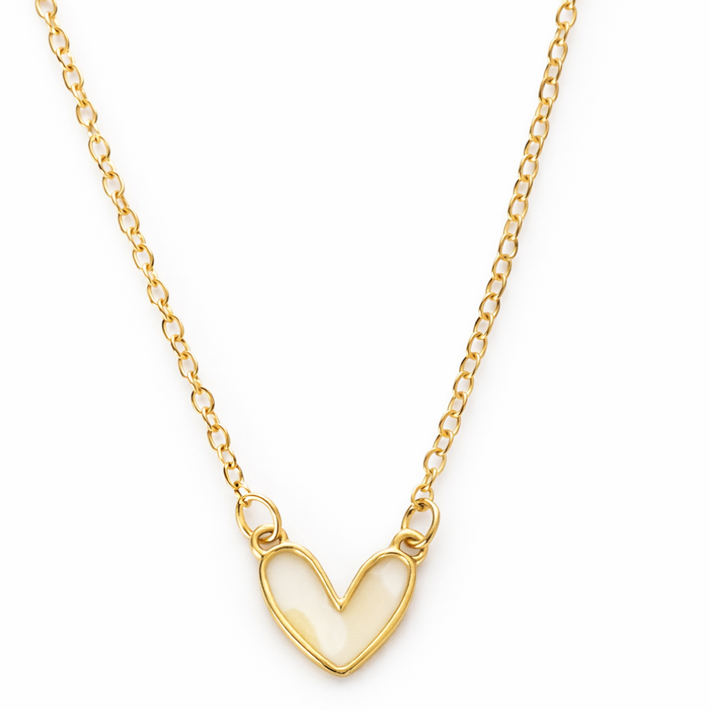 Gold Tone Mother Of Pearl Pendant Necklace