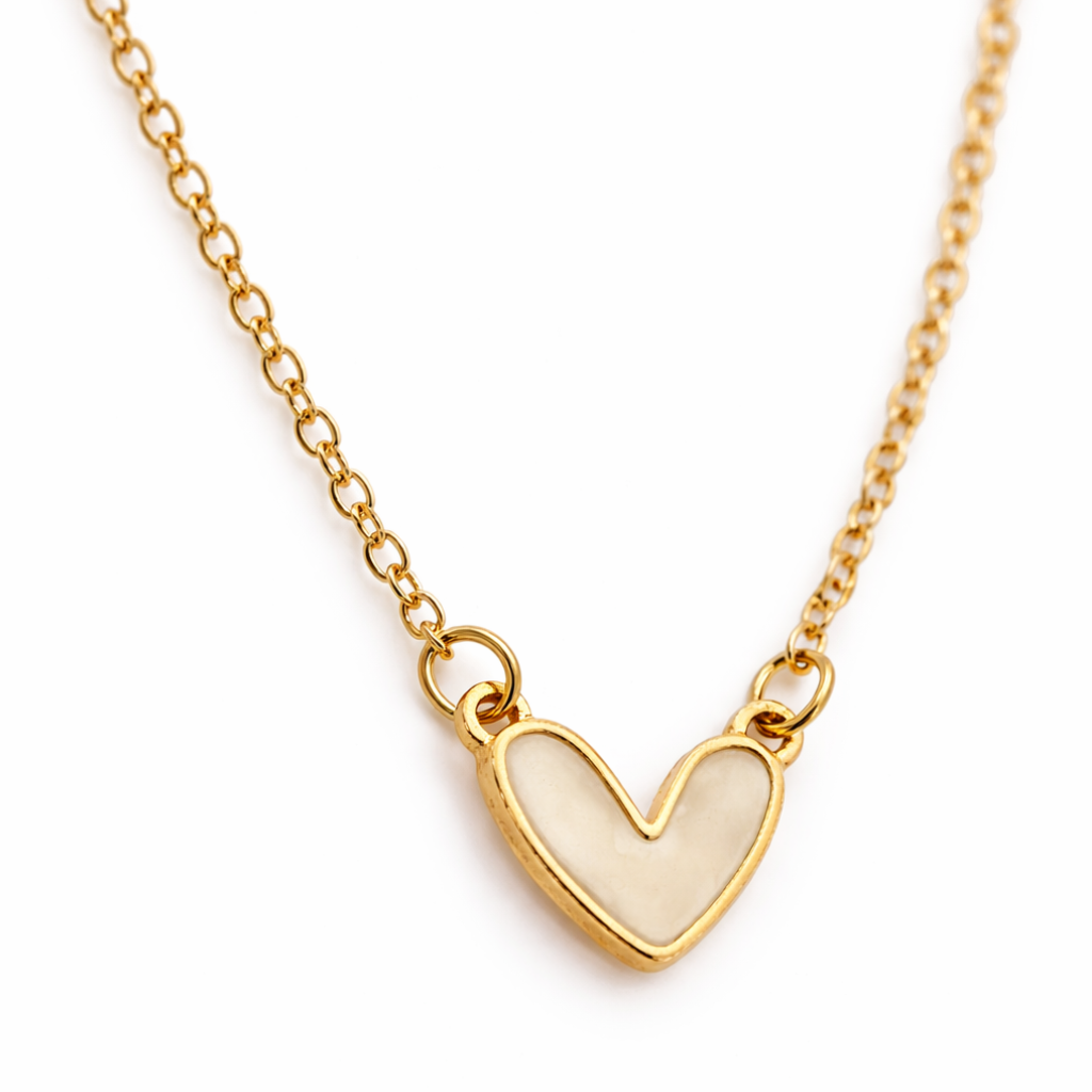 Gold Tone Mother Of Pearl Pendant Necklace