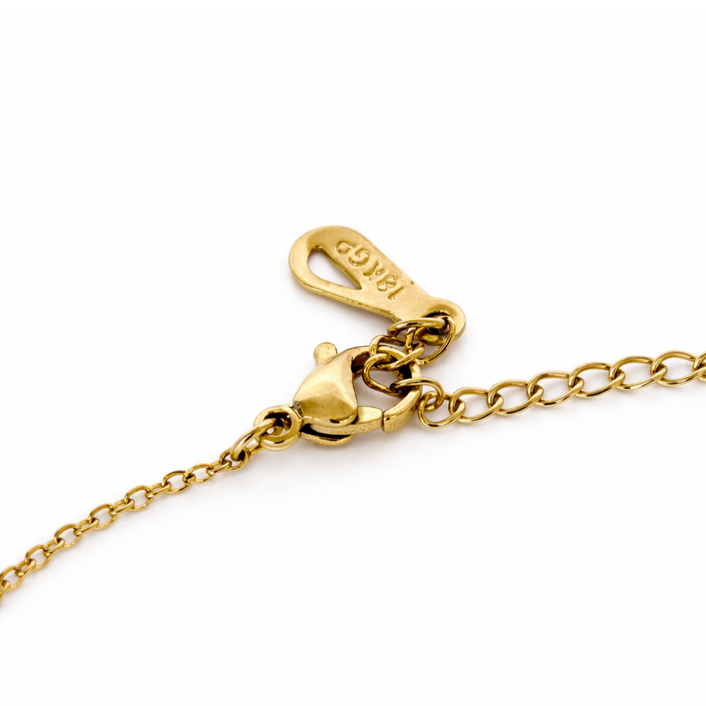 Gold Tone Station Chain Necklace With Five Hearts Accents