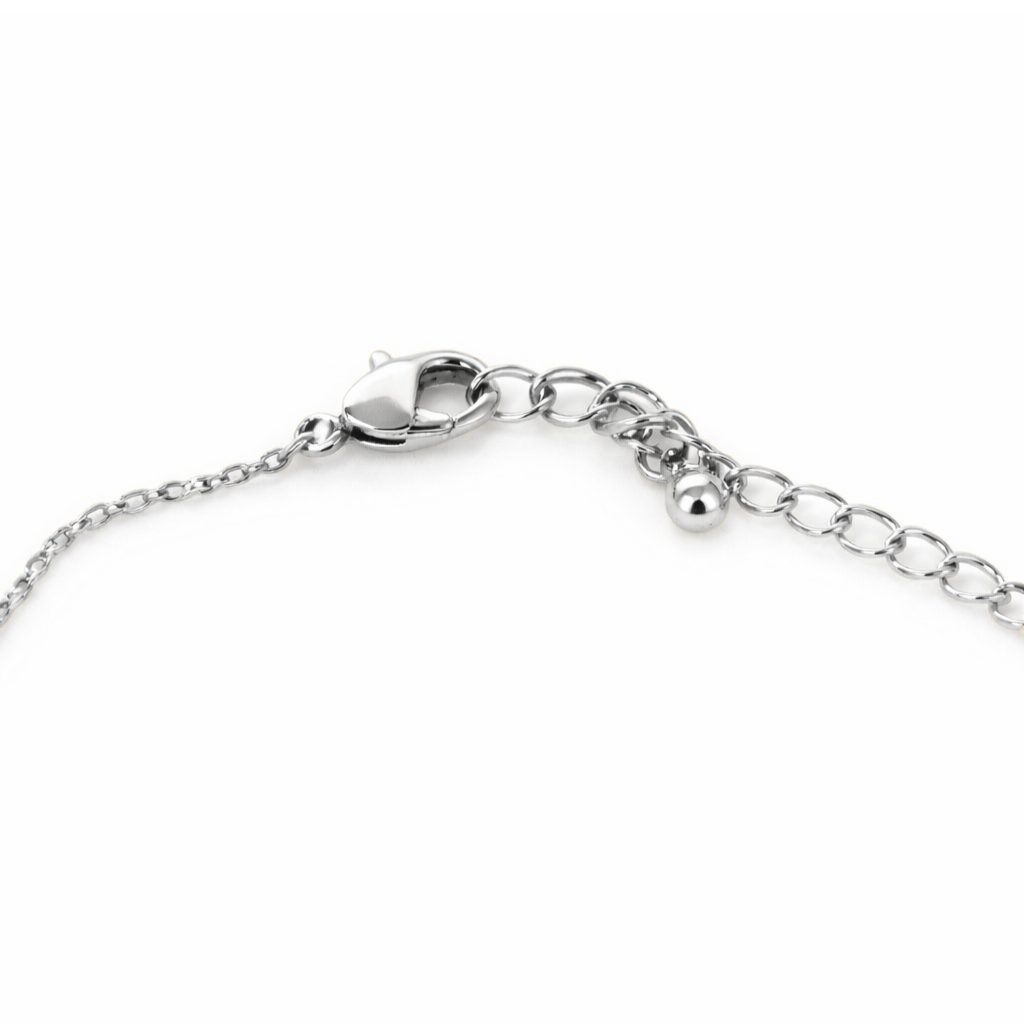 Silver Tone Mosaic Baguette Bar Necklace