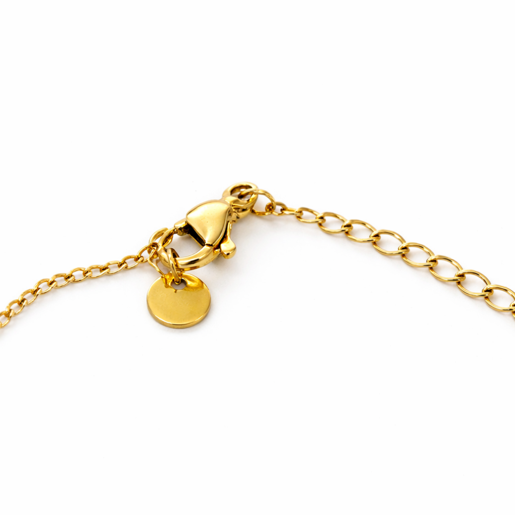 Gold Tone Five-Flower Station Charm Necklace