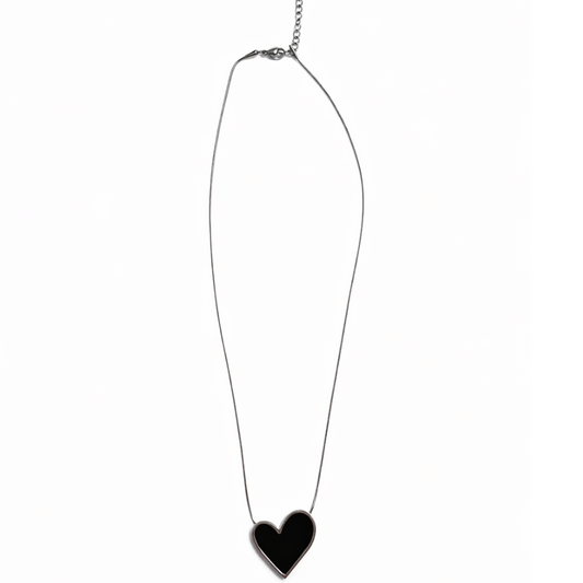 Silver Tone Heart Minimalist Necklace