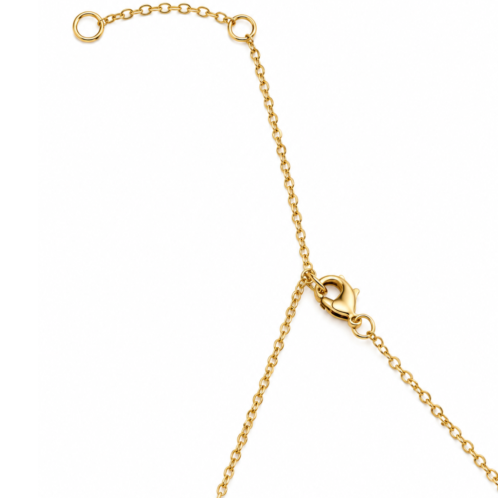 Gold Tone Engraved Guilloche Clover Necklace