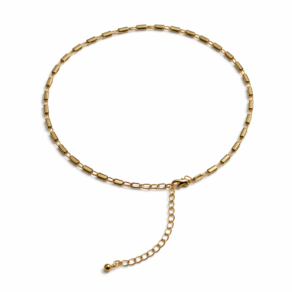 Gold Tone Linear Gemstone Eternity Necklace