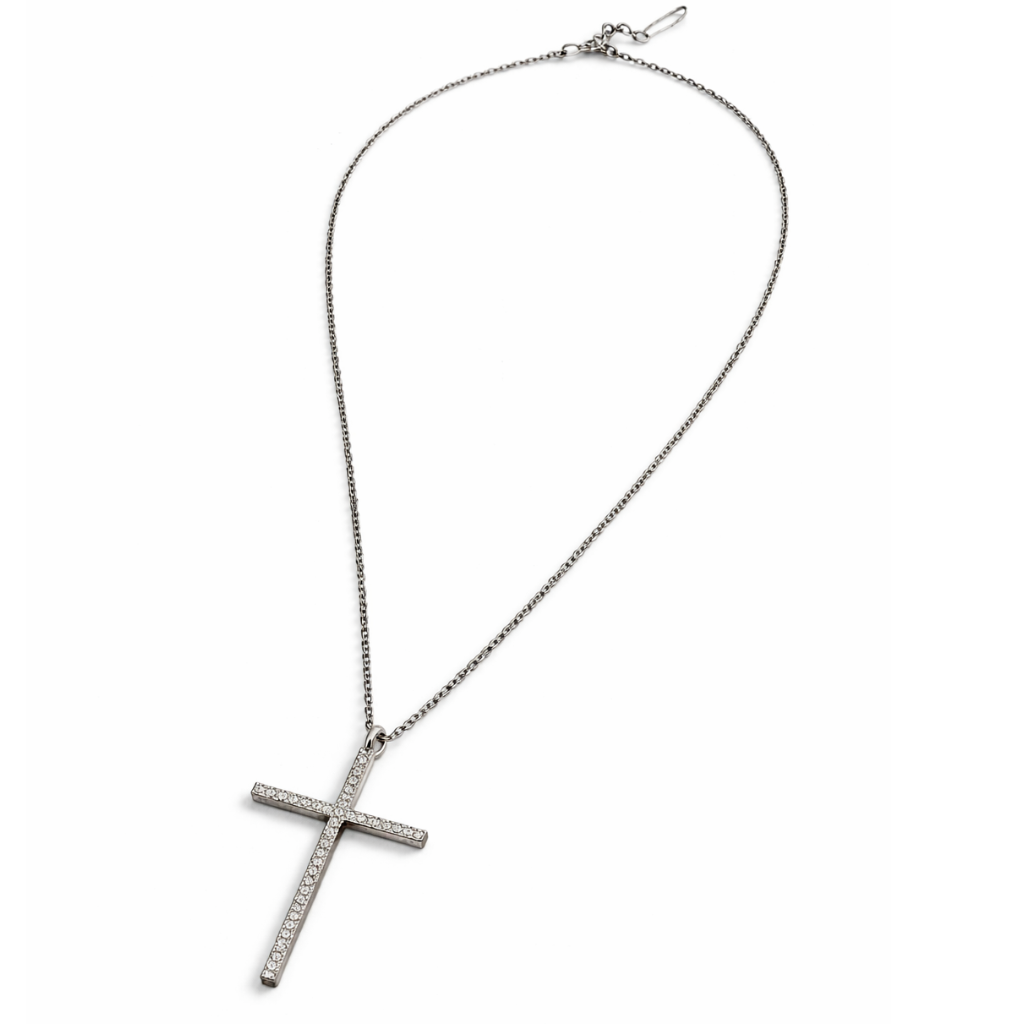Silver Tone Minimalist Glimmering Faith Necklace