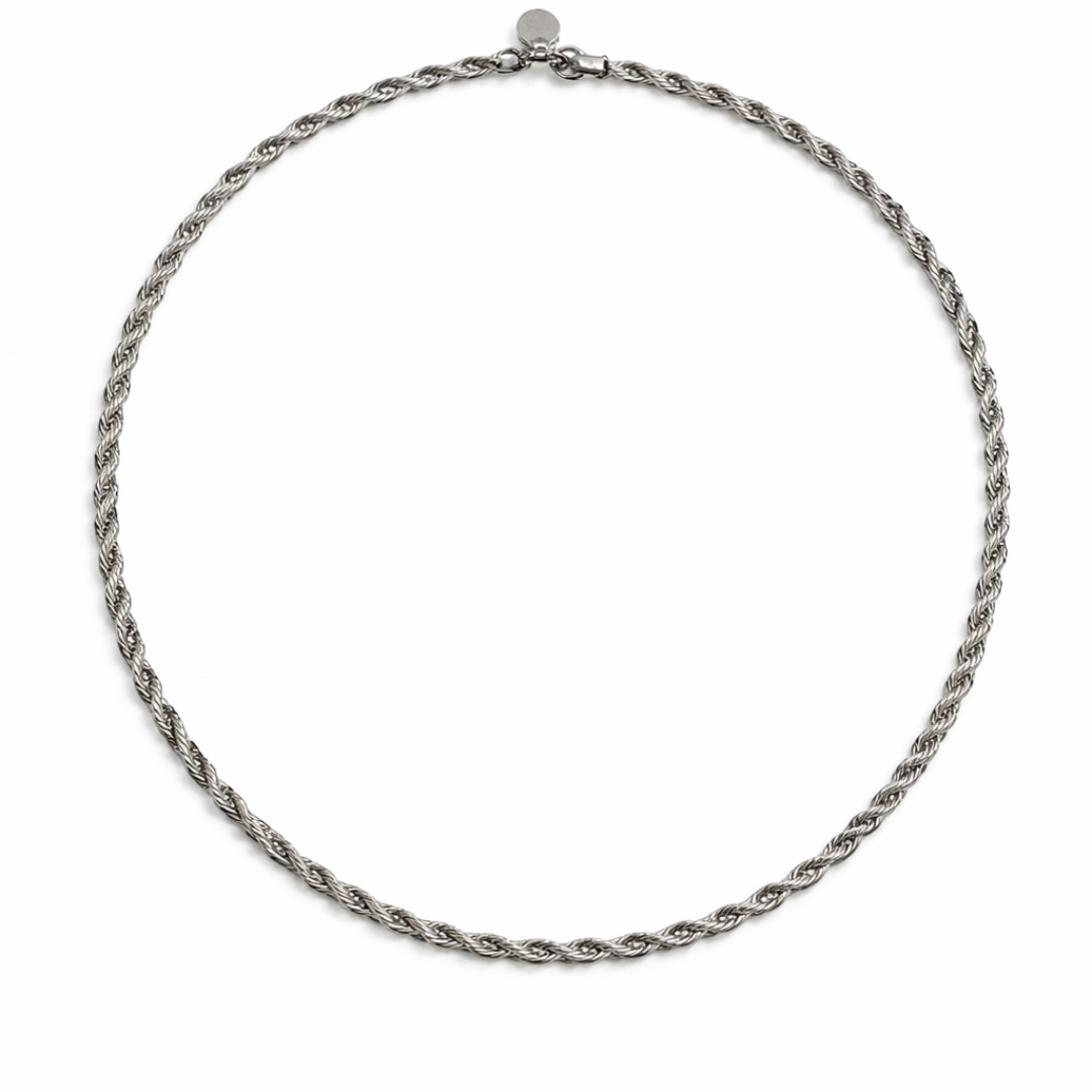 Silver Tone Shimmering Twisted Twine Necklace