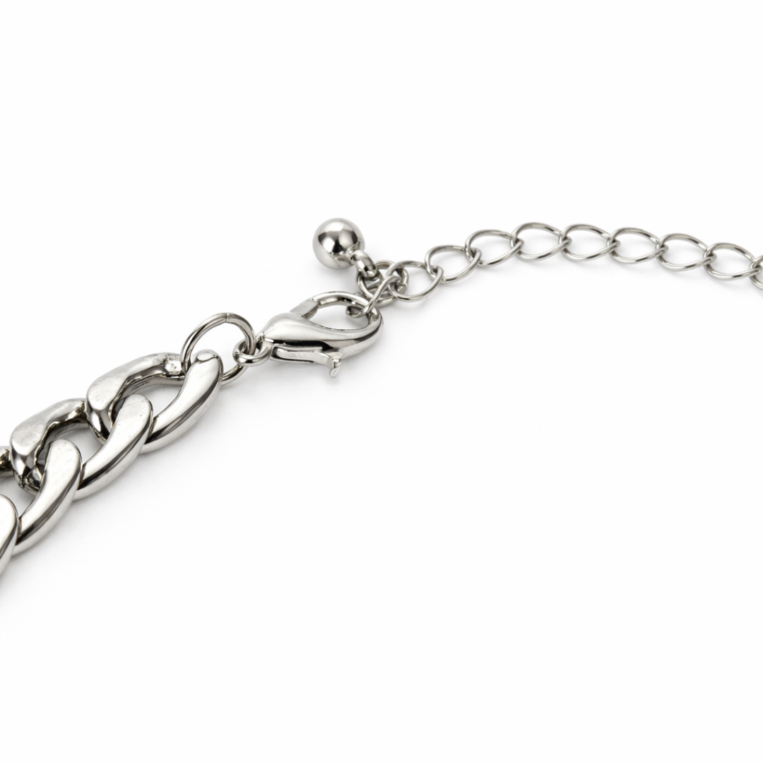 Silver Tone Iced Eternal Heart Cuban Necklace