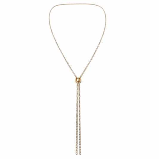 Gold Tone Y-Shape Waterfall Lariat Necklace