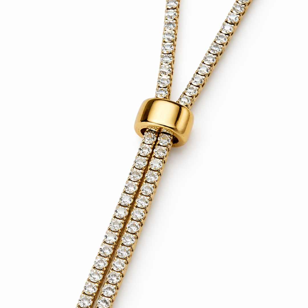 Gold Tone Y-Shape Waterfall Lariat Necklace
