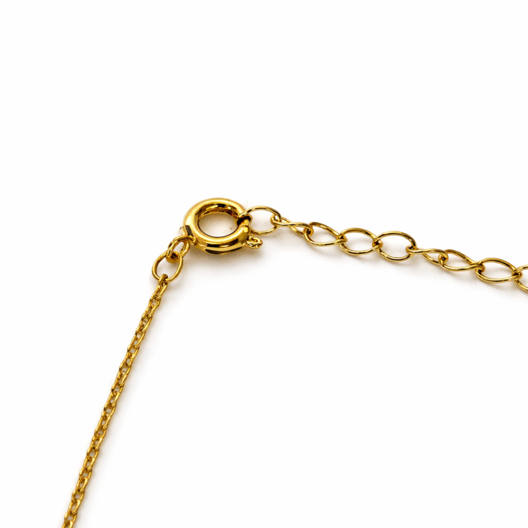 Gold Tone Full Moon Pave Station Necklace