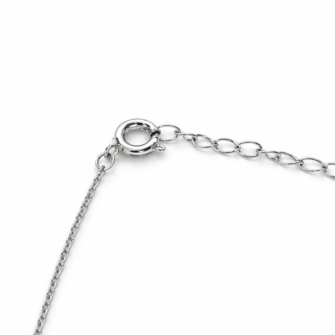 Silver Tone Full Moon Pave Station Necklace
