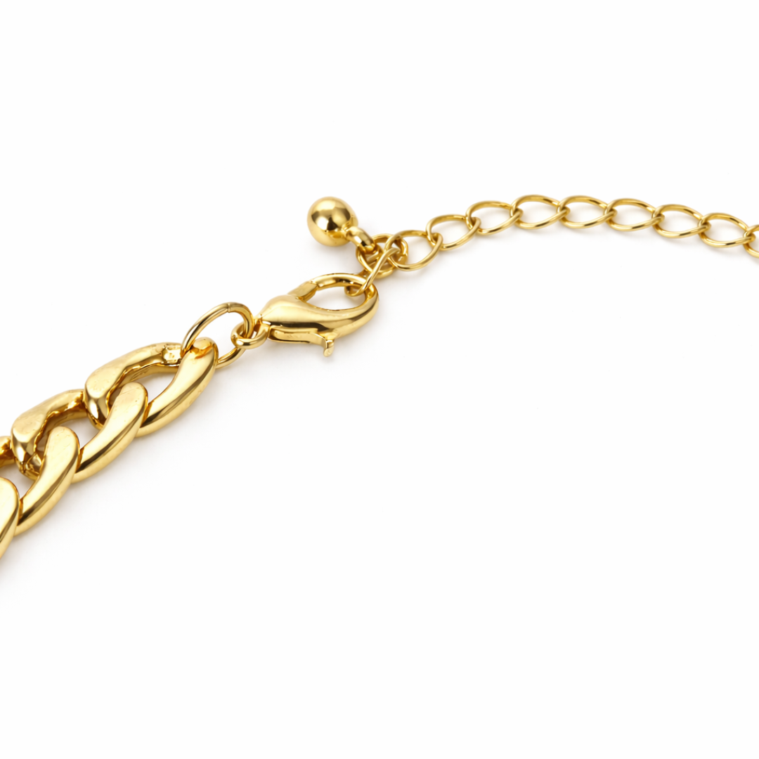 Gold Tone Iced Eternal Heart Cuban Necklace