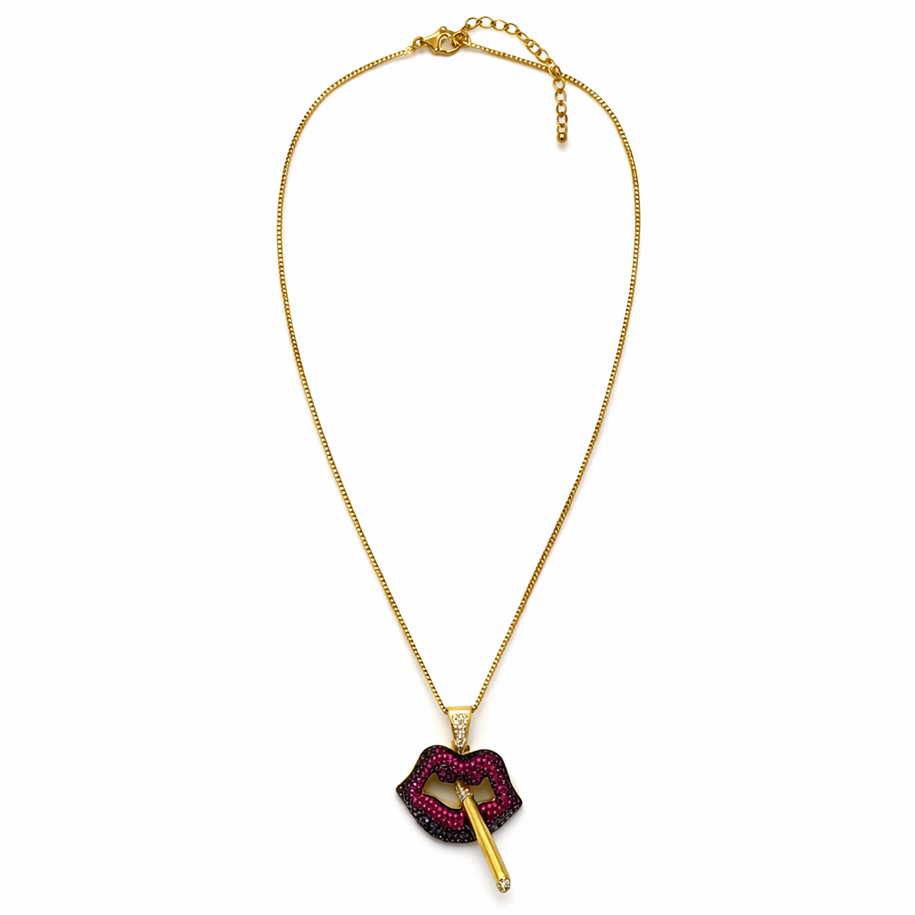 Gold tone Rope-Border Onyx Style Necklace