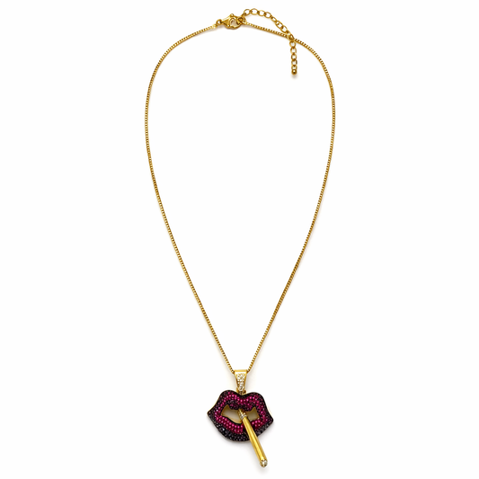 Gold tone Rope-Border Onyx Style Necklace