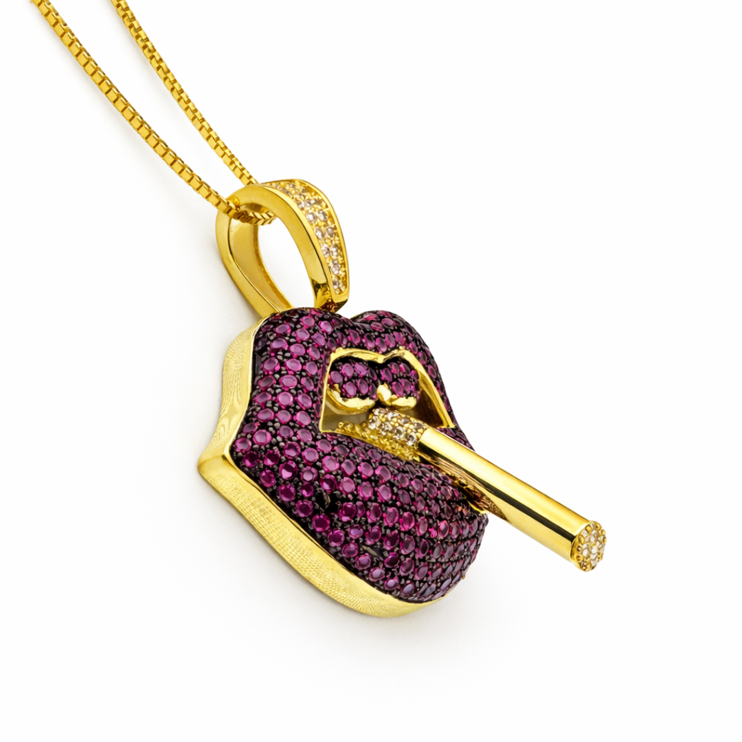 Gold tone Rope-Border Onyx Style Necklace