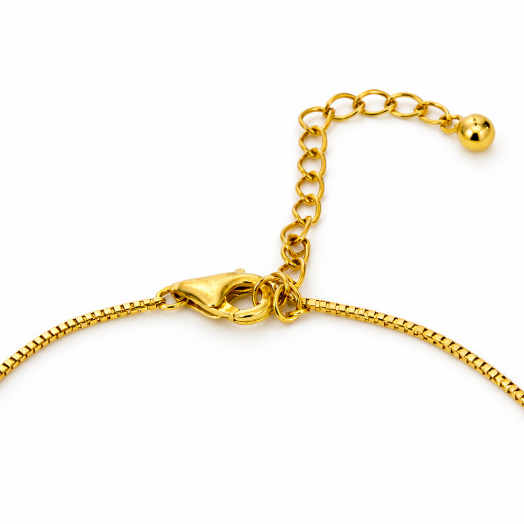 Gold tone Rope-Border Onyx Style Necklace