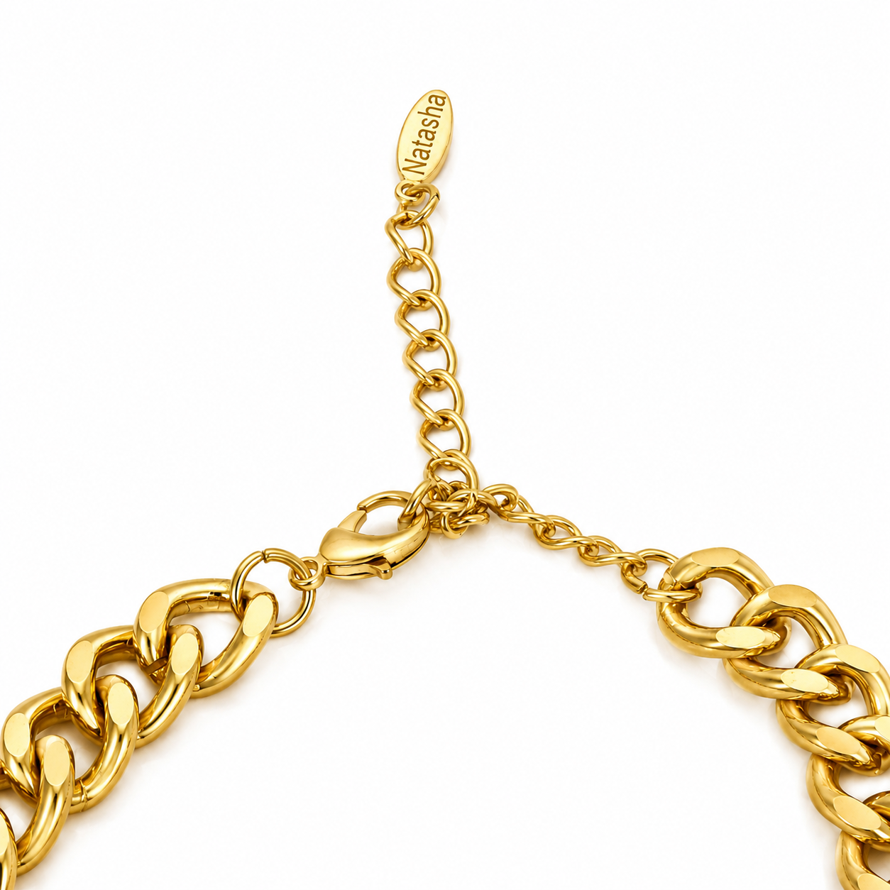 Natasha Gold Tone High-Shine Stone Encrusted Heart Necklace