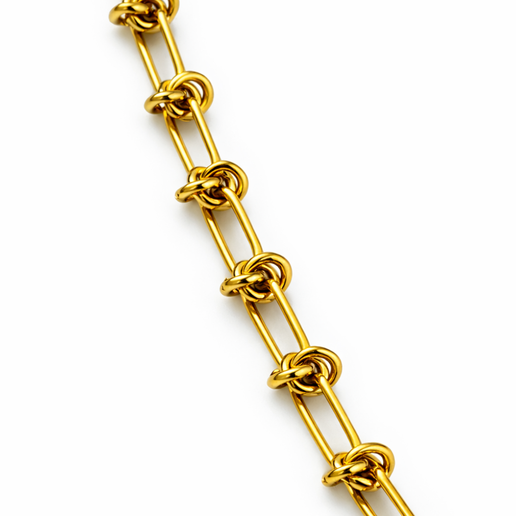 Gold Tone Knot-Link Statement Necklace