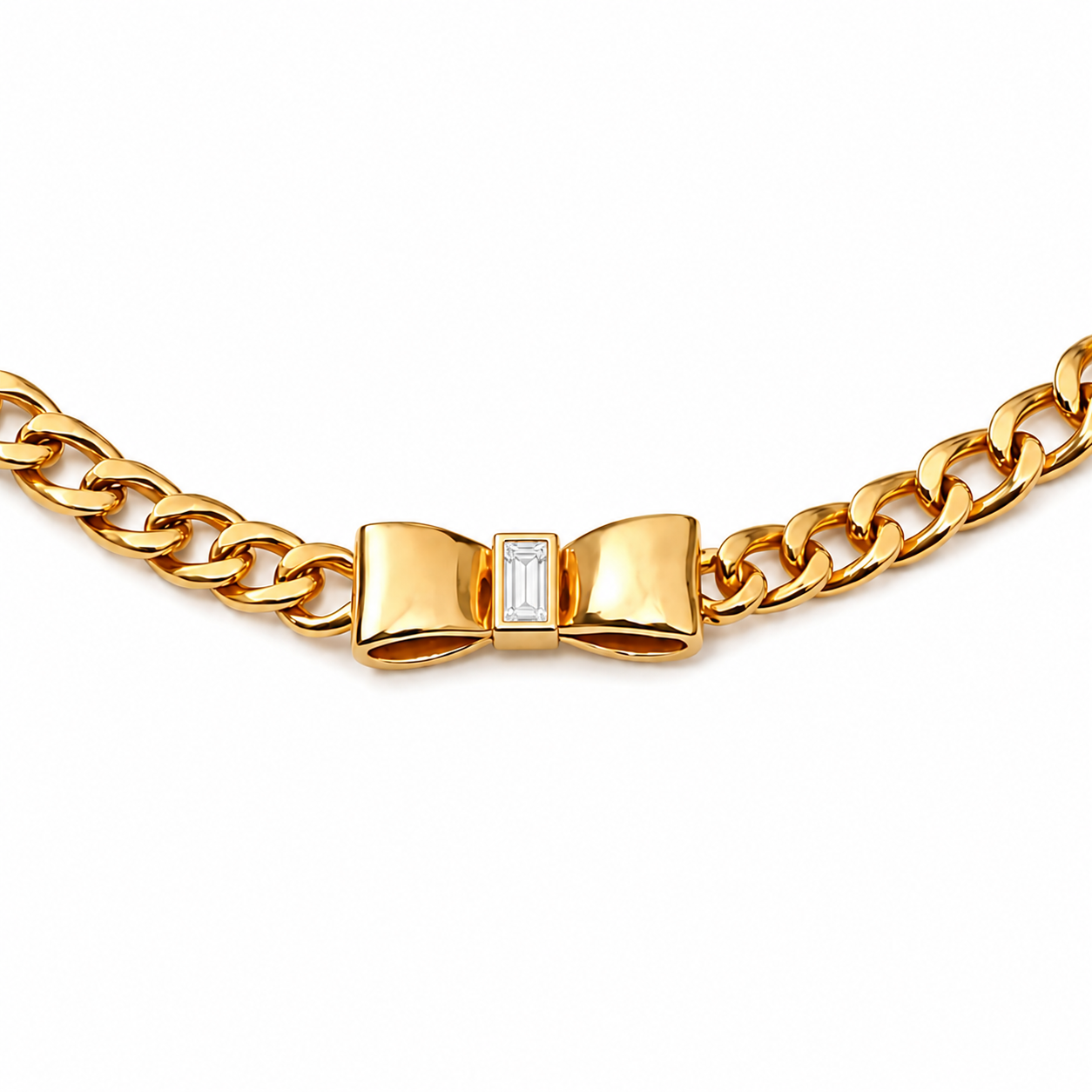 Gold Tone Gilded Coquette Bow Necklace