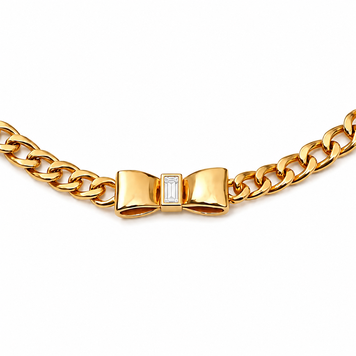 Collar de lazo estilo coquette bañado en tono dorado