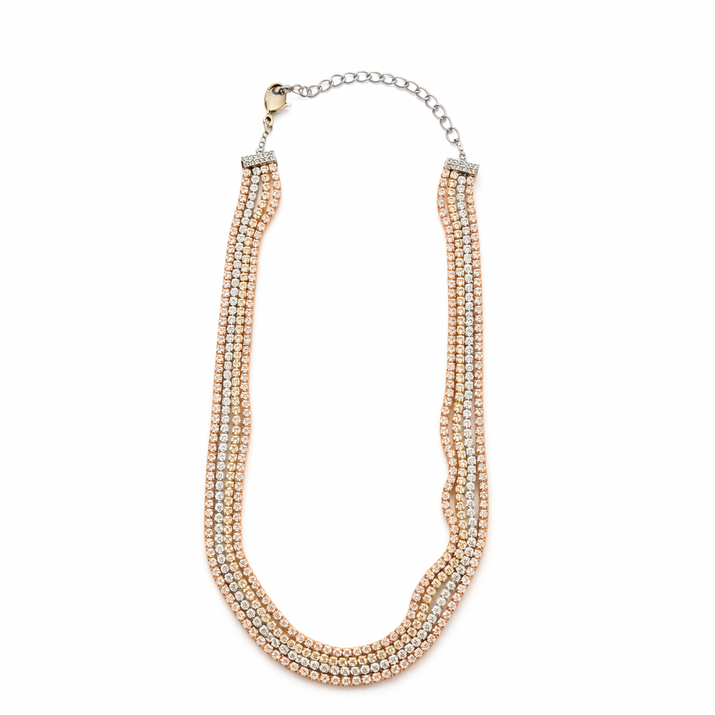 Multi-Tone Elegant Layered Sparkle Necklace