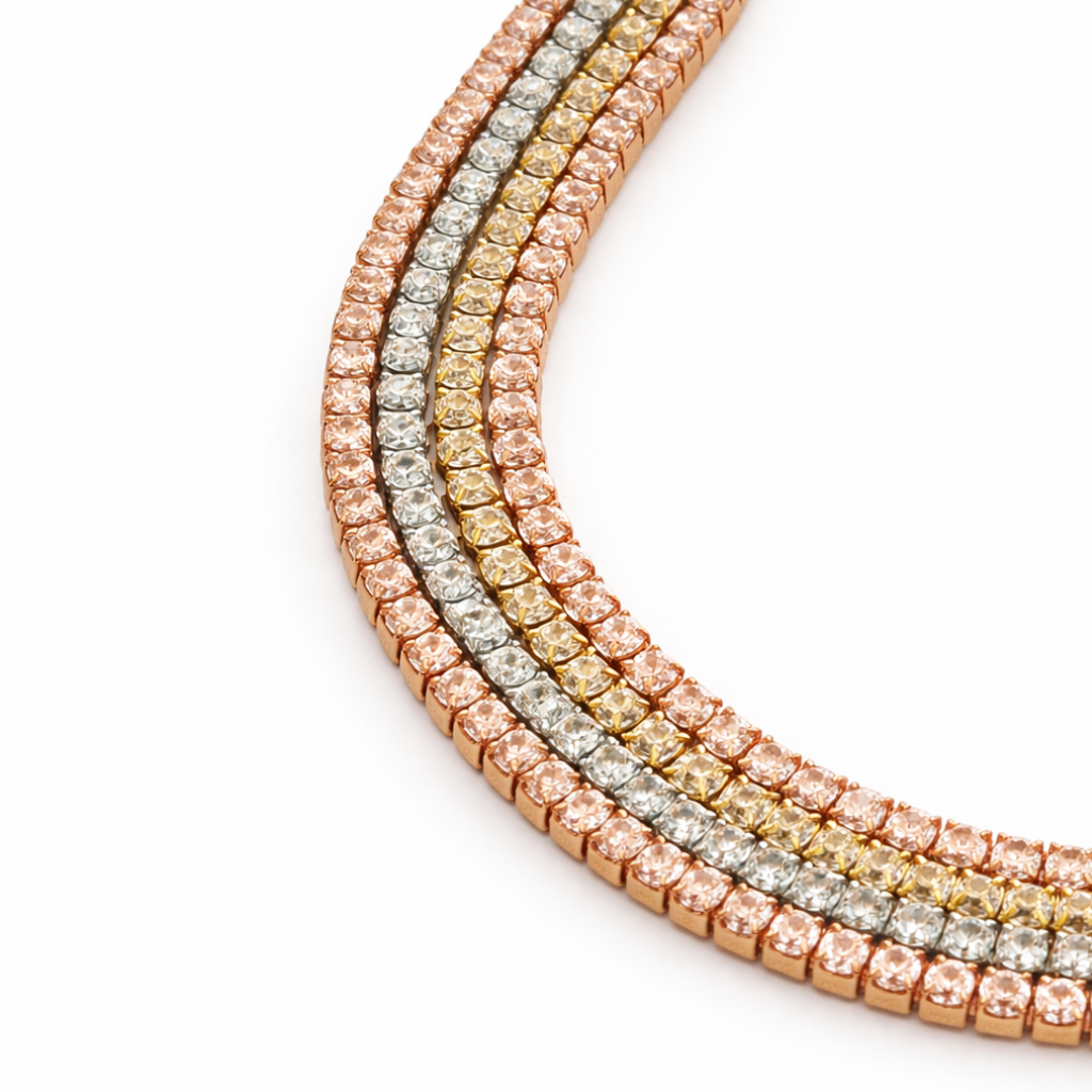 Multi-Tone Elegant Layered Sparkle Necklace