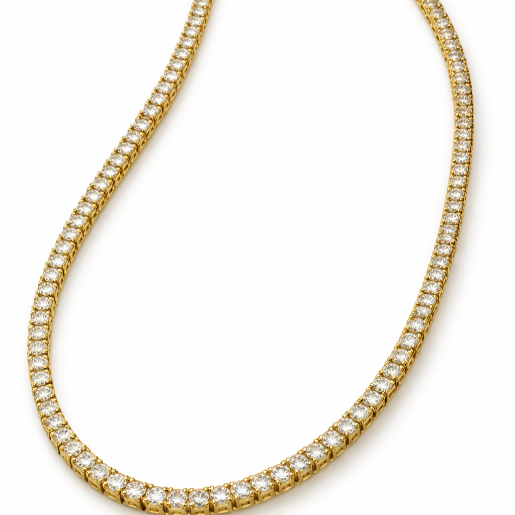 Gold Tone Minimalist Crystal Necklace