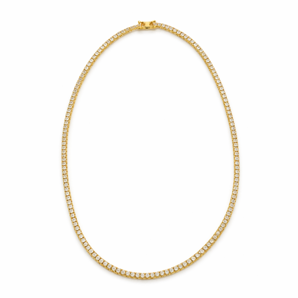 Gold Tone Minimalist Crystal Necklace