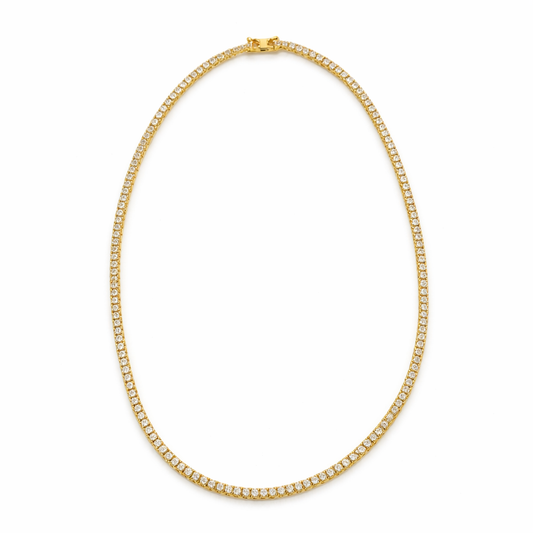 Gold Tone Minimalist Crystal Necklace