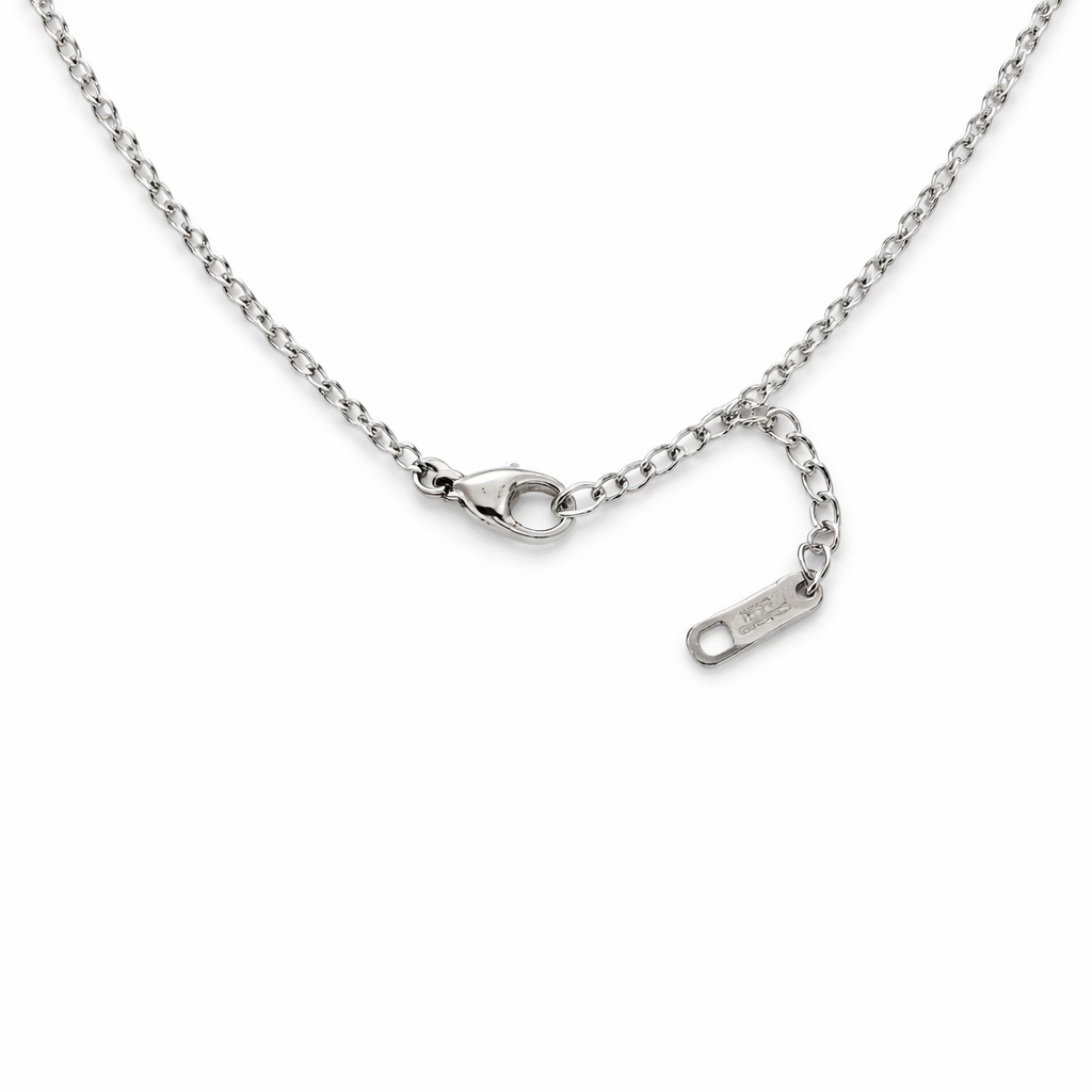 Silver Tone Sparkling Crystal Alhambra Style Necklace