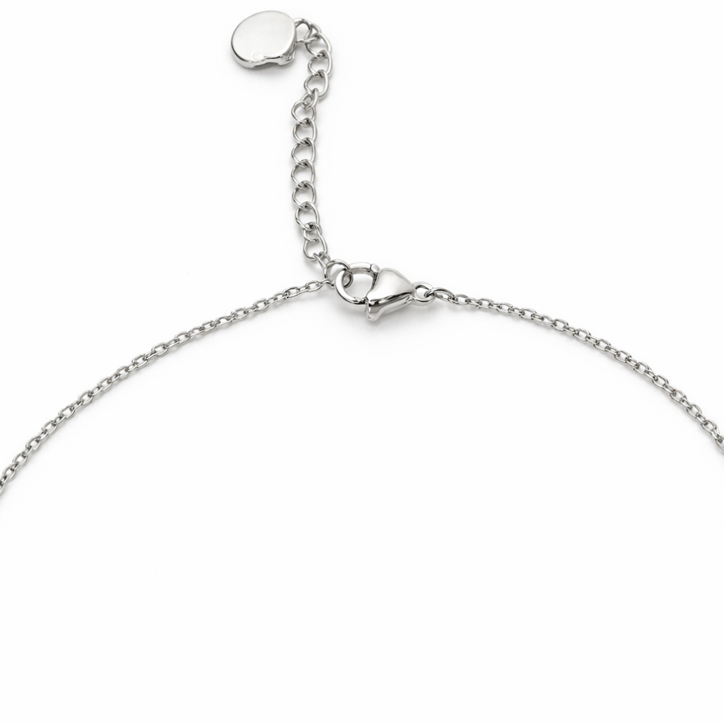 Silver Tone Horseshoe Link Station Necklace