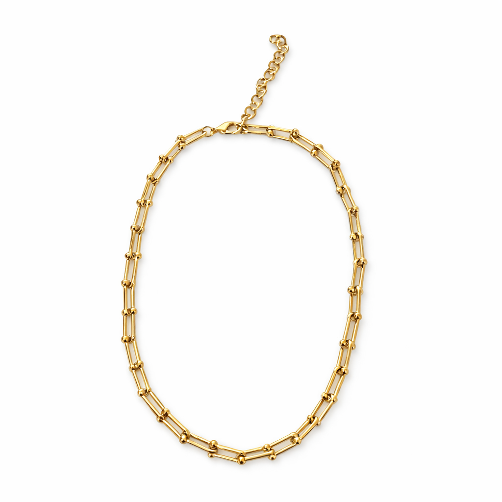 Gold Tone U-Link Graduated Chain Necklace
