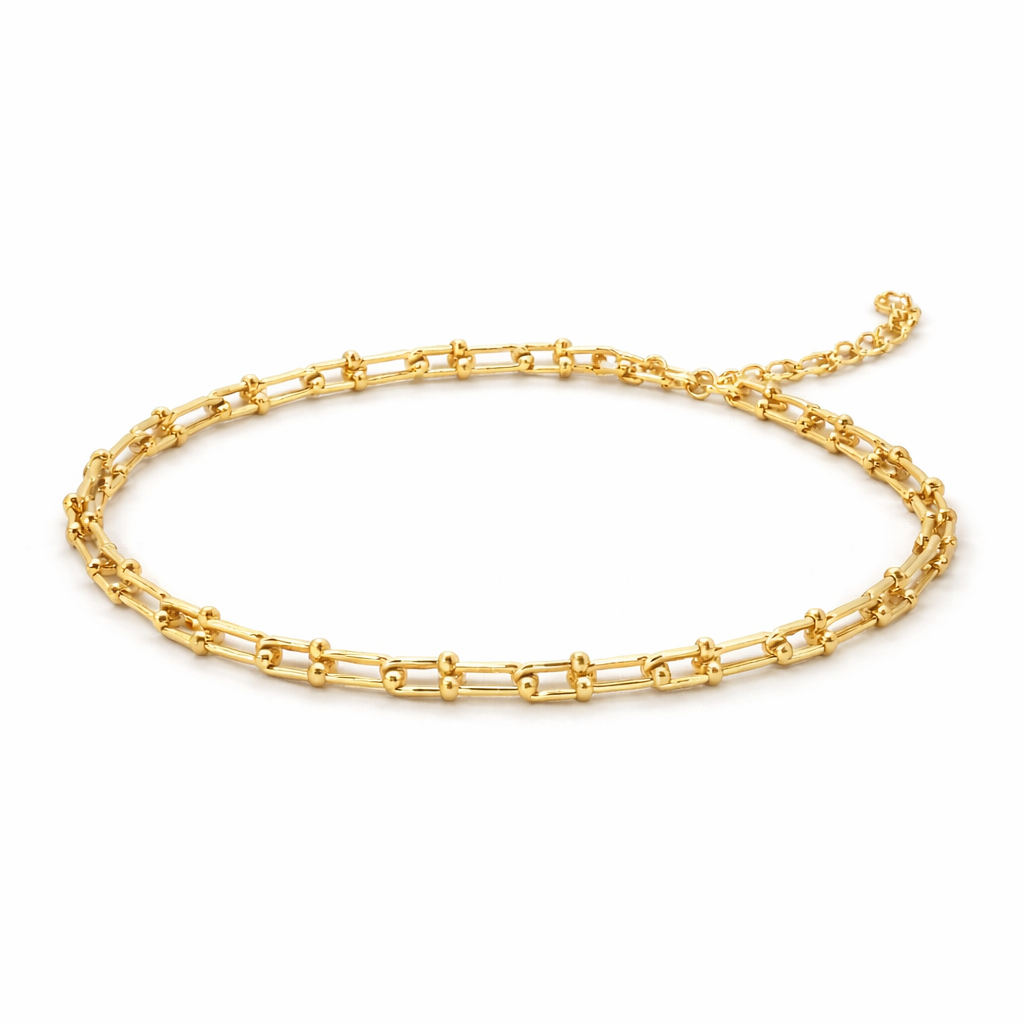 Gold Tone U-Link Graduated Chain Necklace