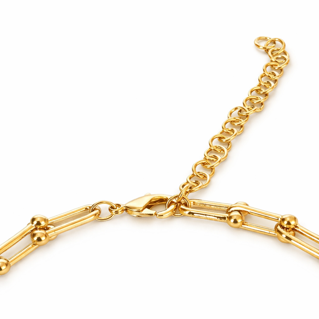 Gold Tone U-Link Graduated Chain Necklace