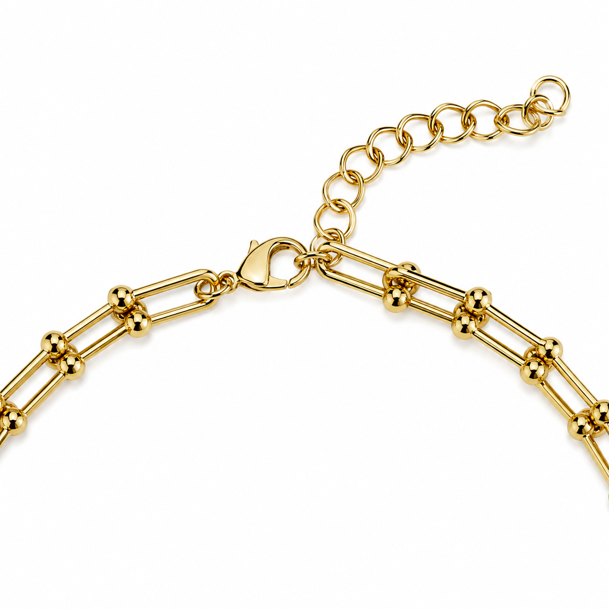 Gold Tone Modern Edge U-Link Necklace