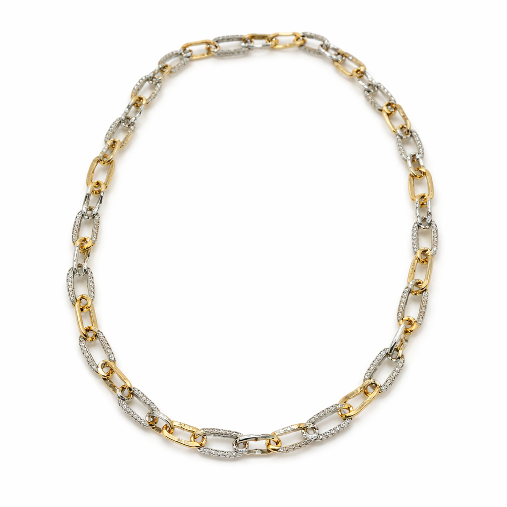 Two-Tone The Mixed-Texture Link Necklace