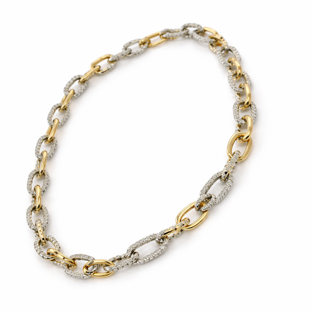 Two-Tone The Mixed-Texture Link Necklace