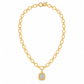 Collar llamativo con pavé y corte cojín en tono dorado